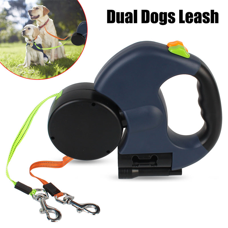 3m Retractable Dog Leash For Small Dogs Reflective Dual Pet Leash Lead 360 Swivel No Tangle Double Dog Walking Leash With Lights Pet Products